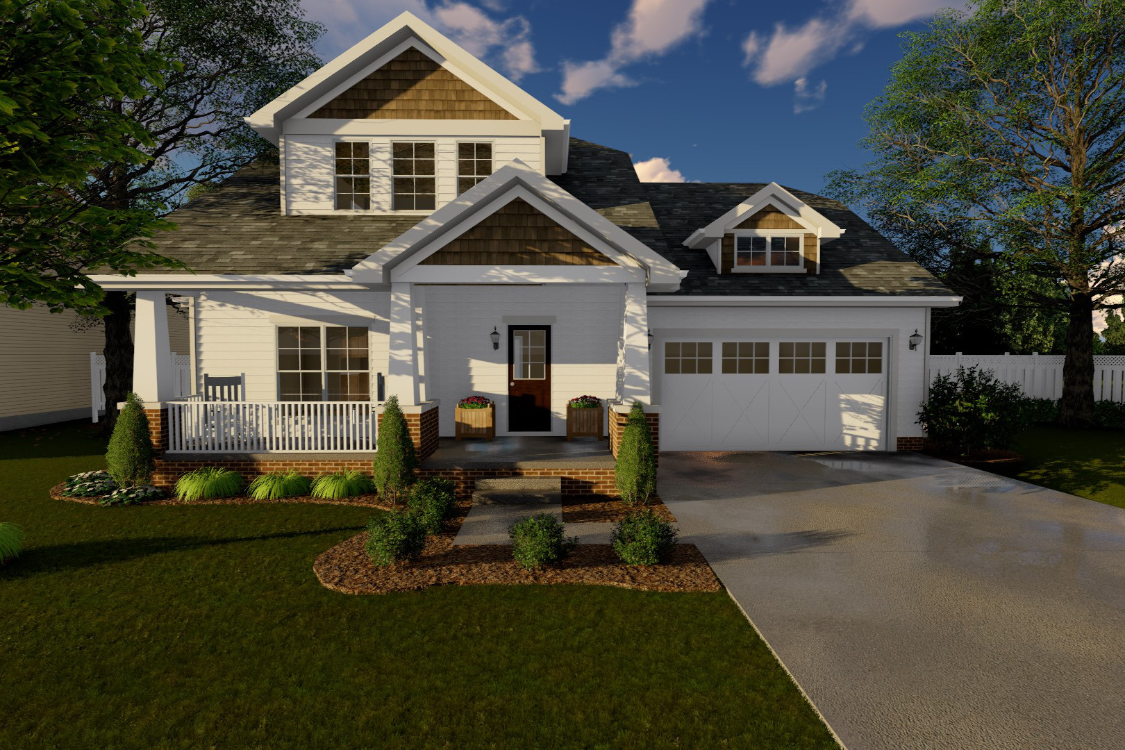 3-Bedroom, 1618 Sq Ft Bungalow House Plan - 100-1137 - Front Exterior