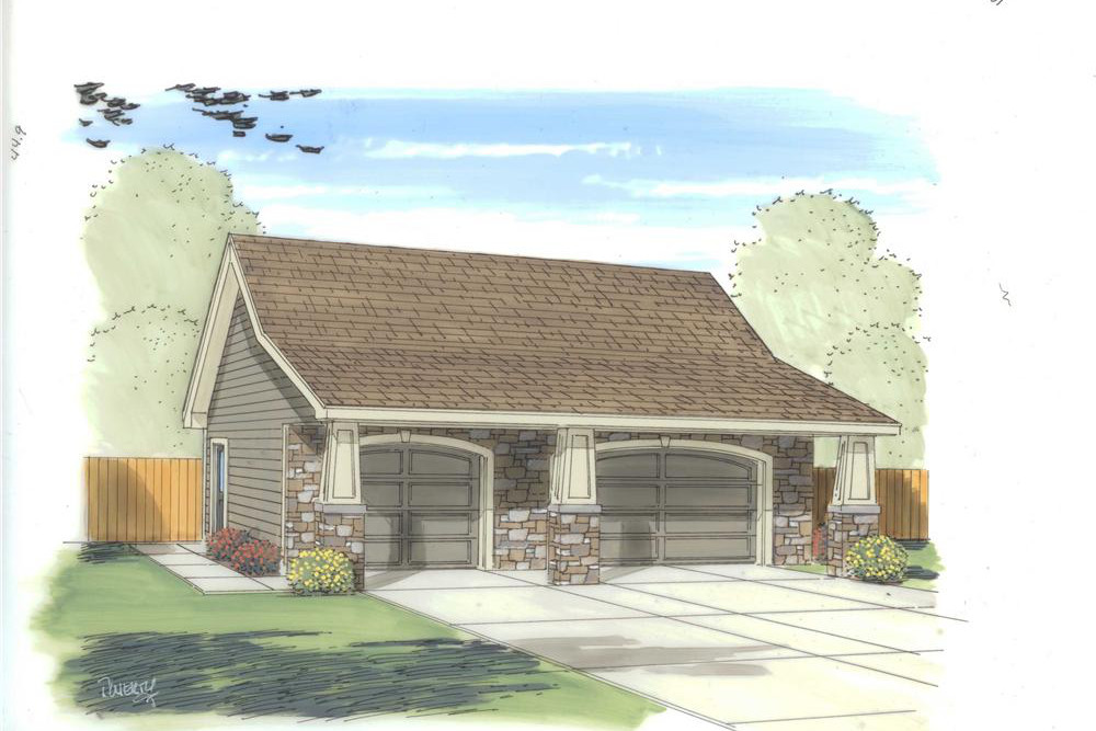 3-Car, 840 Sq Ft Garage Plan - 100-1171 - Front Exterior