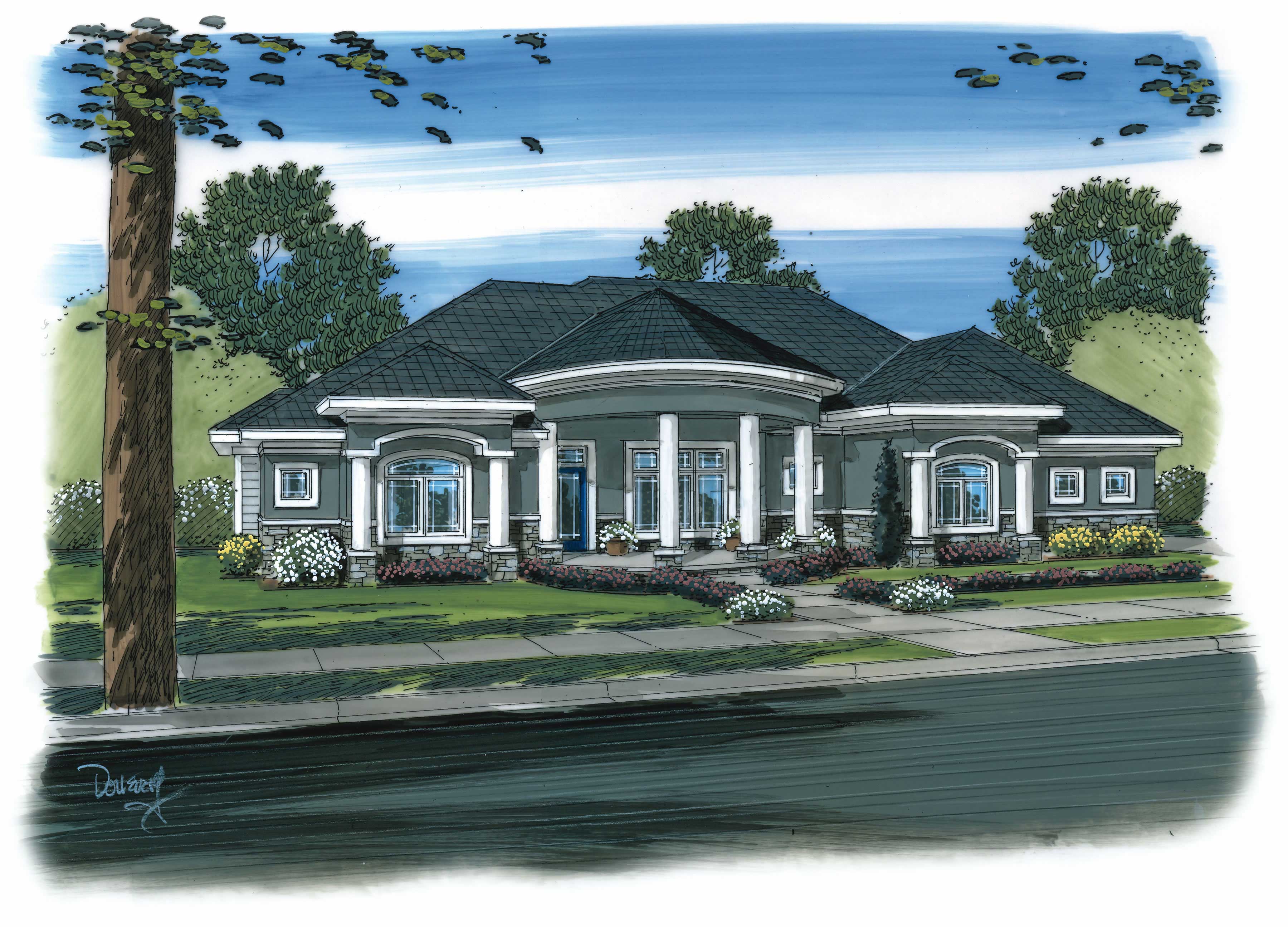 2-Bedroom, 2863 Sq Ft Florida Style Home Plan - 100-1180 - Main Exterior