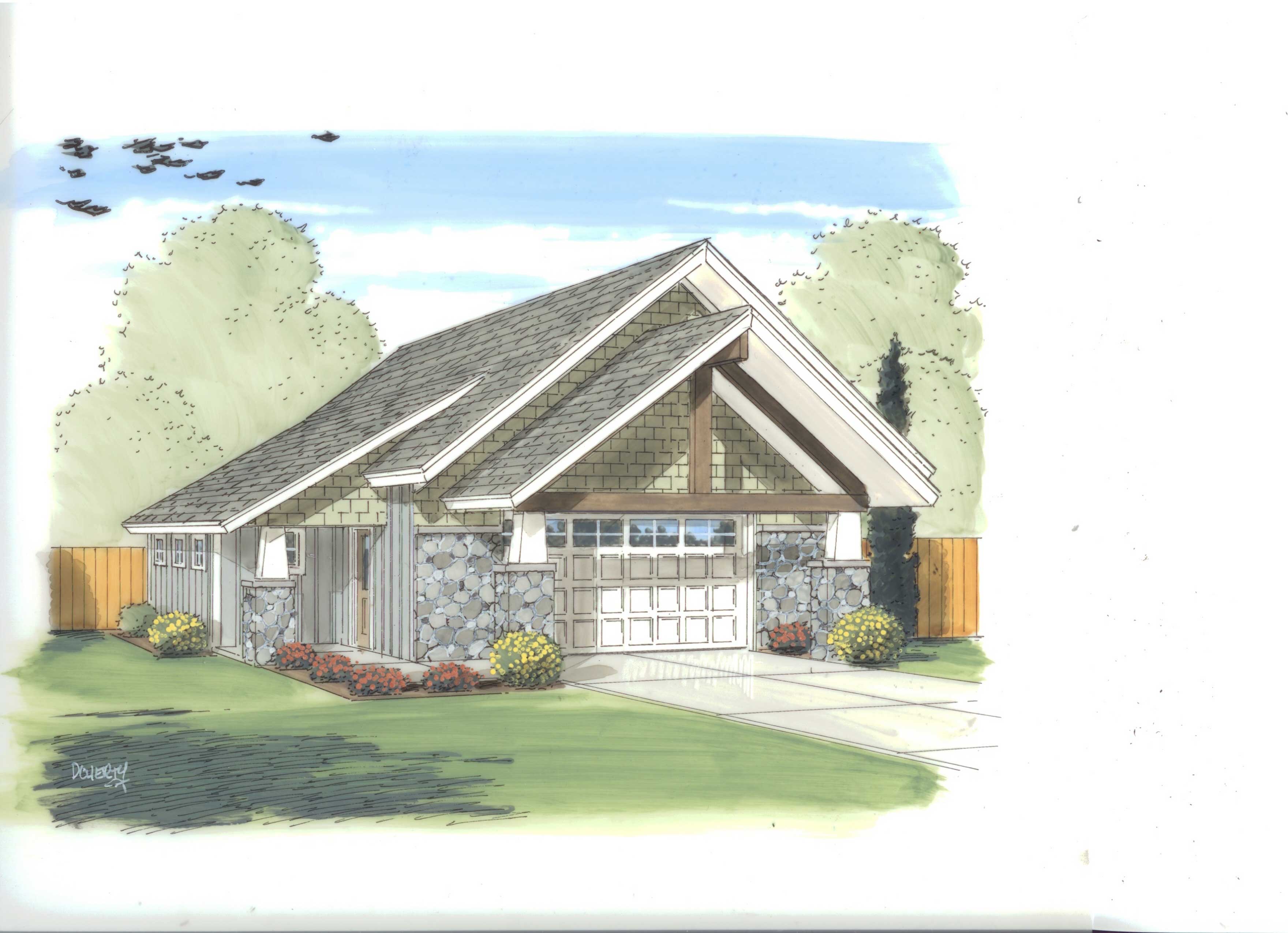 0-Bedroom, 591 Sq Ft Garage House Plan - 100-1182 - Front Exterior