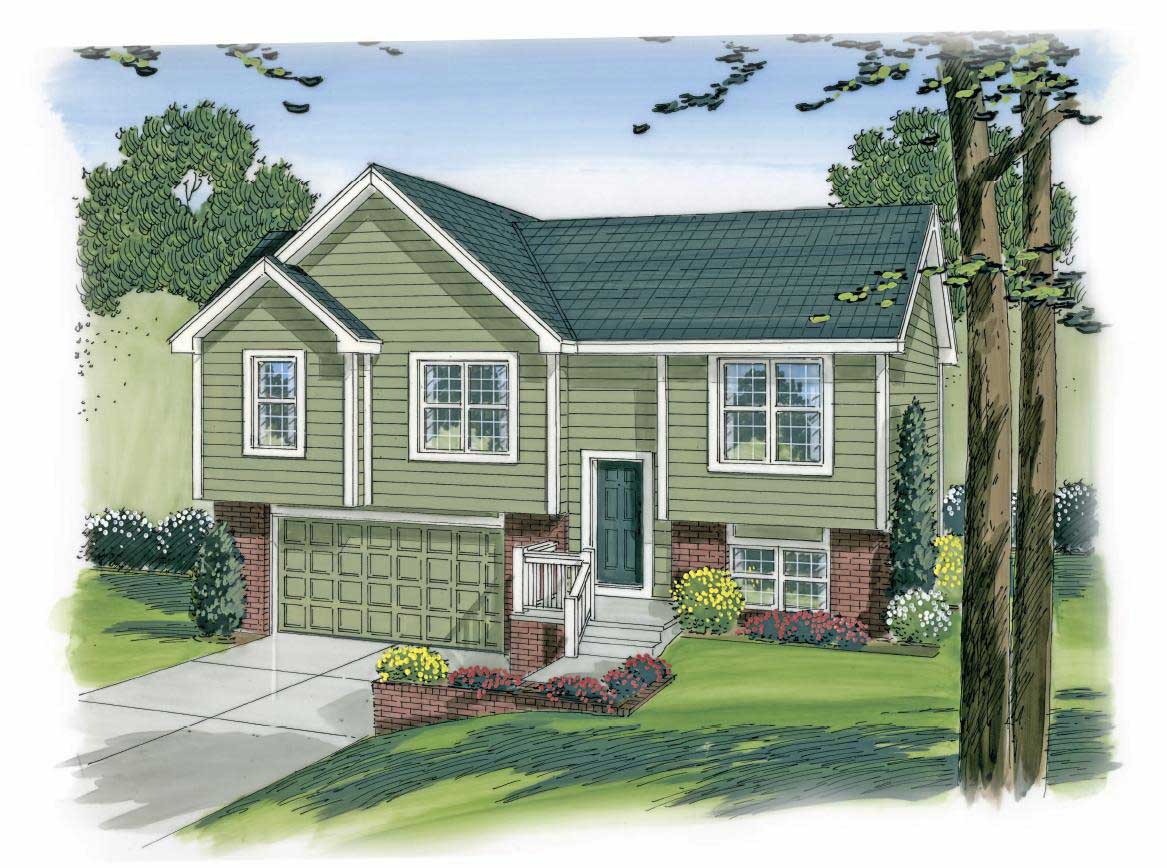3-Bedroom, 1096 Sq Ft Multi-Level Home Plan - 100-1191 - Main Exterior
