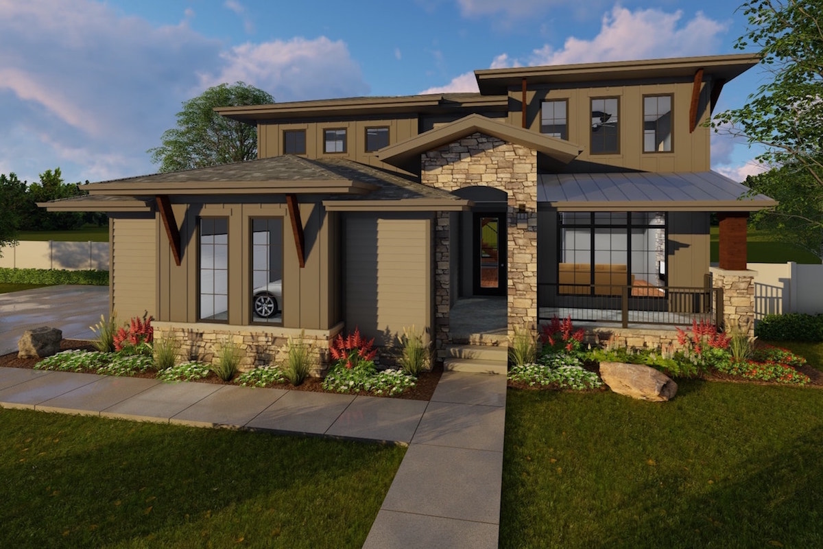 4-Bedroom, 3156 Sq Ft Luxury House Plan - 100-1214 - Front Exterior