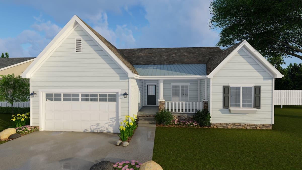 3-Bedroom, 1877 Sq Ft Ranch House - Plan #100-1219 - Front Exterior