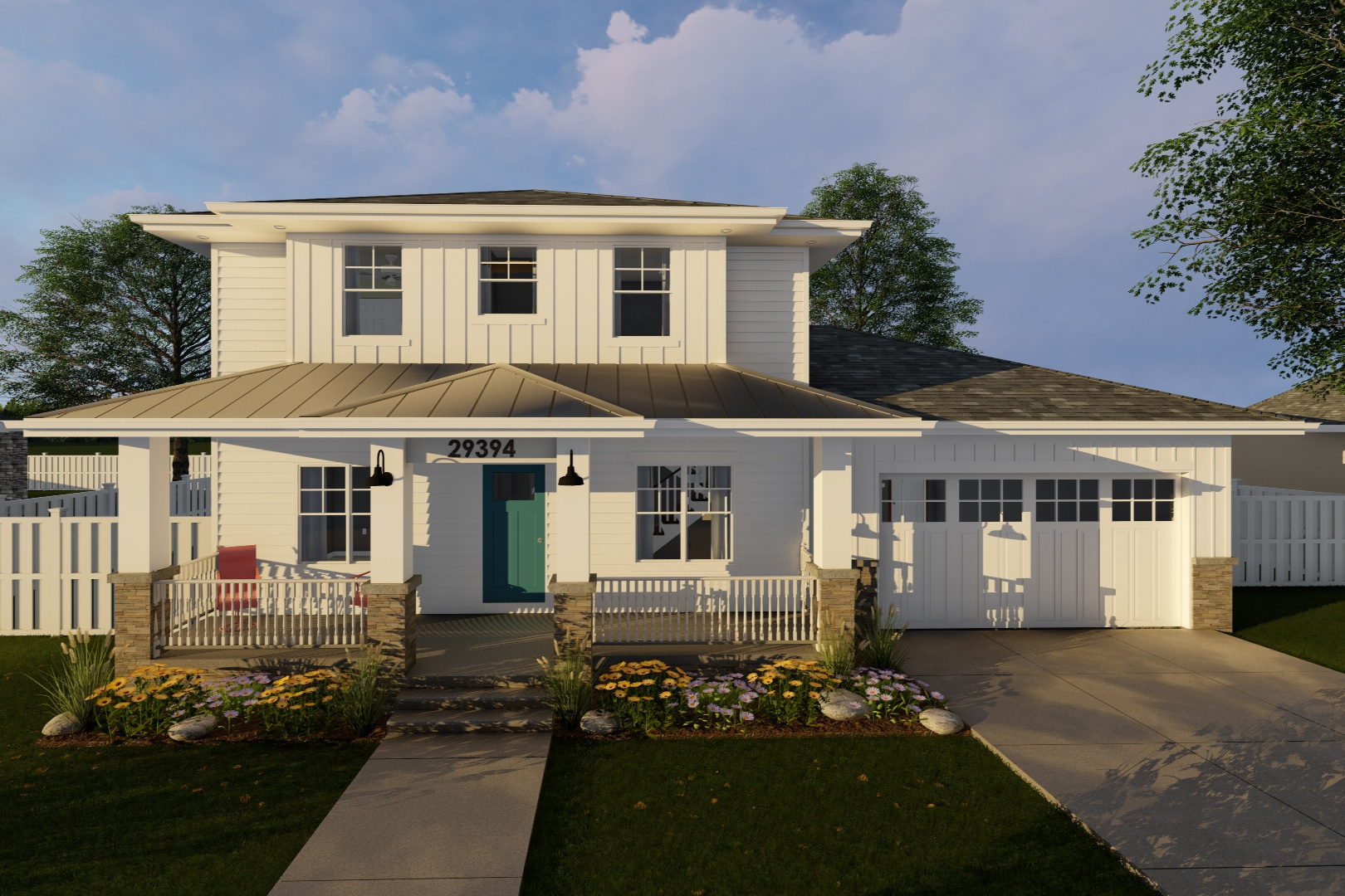 3-Bedroom, 2022 Sq Ft Prairie House Plan - 100-1229 - Front Exterior