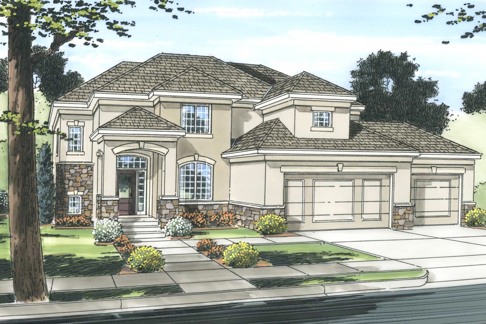 4-Bedroom, 2610 Sq Ft Mediterranean Home Plan - 100-1242 - Main Exterior