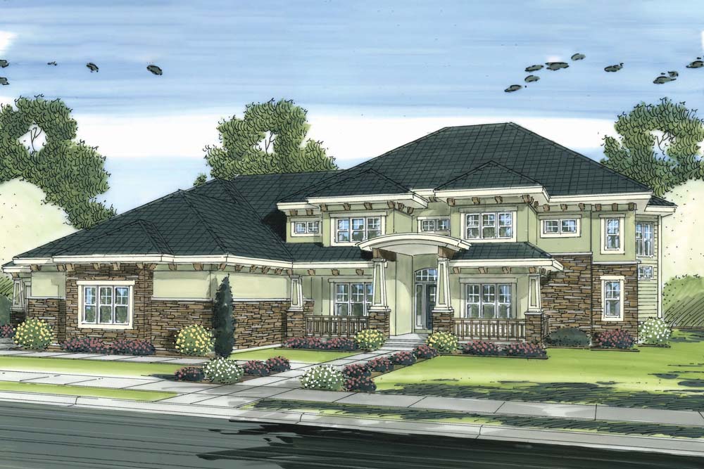 5-Bedroom, 5010 Sq Ft Craftsman Home Plan - 100-1247 - Main Exterior