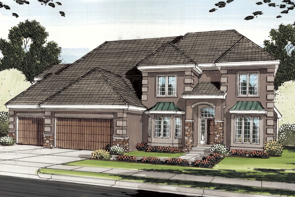 5-Bedroom, 4096 Sq Ft French House Plan - 100-1250 - Front Exterior