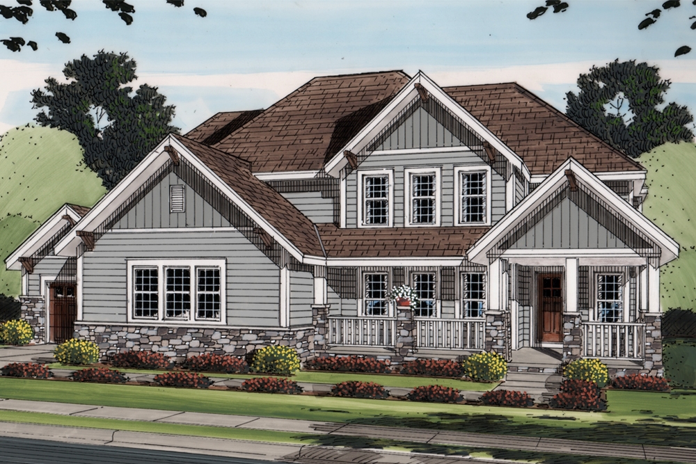 3-Bedroom, 3114 Sq Ft Craftsman House Plan - 100-1252 - Front Exterior
