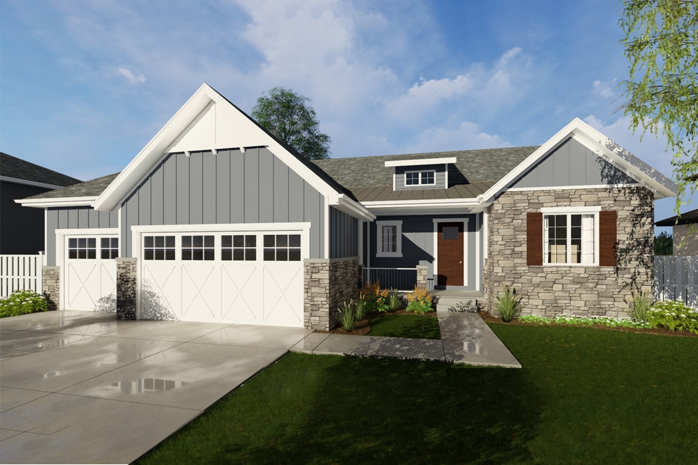 3-Bedroom, 2027 Sq Ft Craftsman House Plan - 100-1257 - Front Exterior