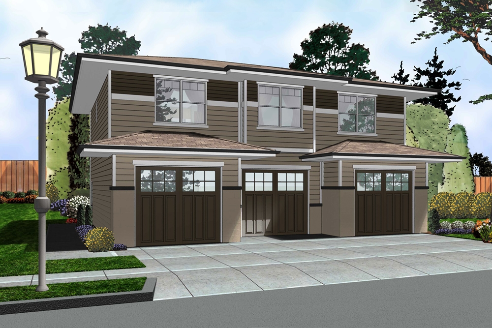 1-Bedroom, 1001 Sq Ft Garage w/Apartments House Plan - 100-1289 - Front Exterior
