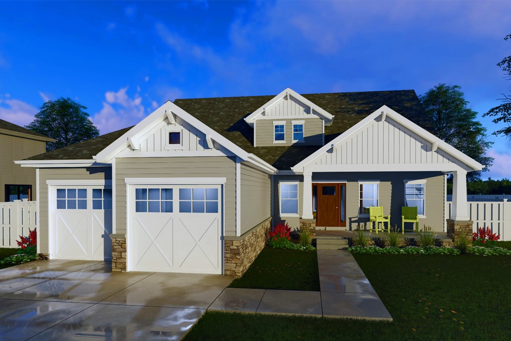 4-Bedroom, 2293 Sq Ft Craftsman House Plan - 100-1312 - Front Exterior