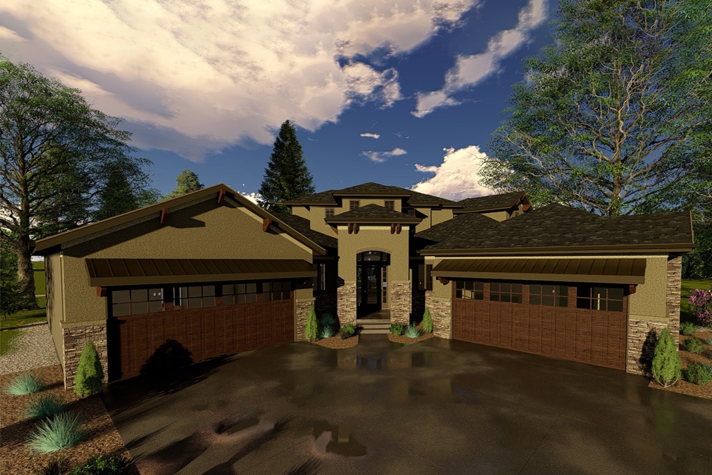 4-Bedroom, 3993 Sq Ft Tuscan House Plan - 100-1316 - Front Exterior