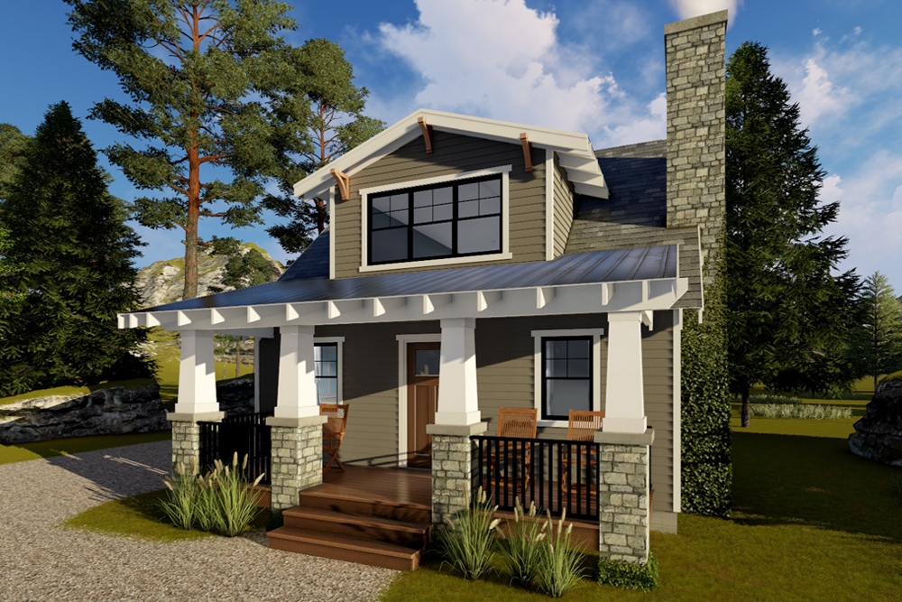 1-Bedroom, 722 Sq Ft Bungalow Home Plan - 100-1317 - Main Exterior