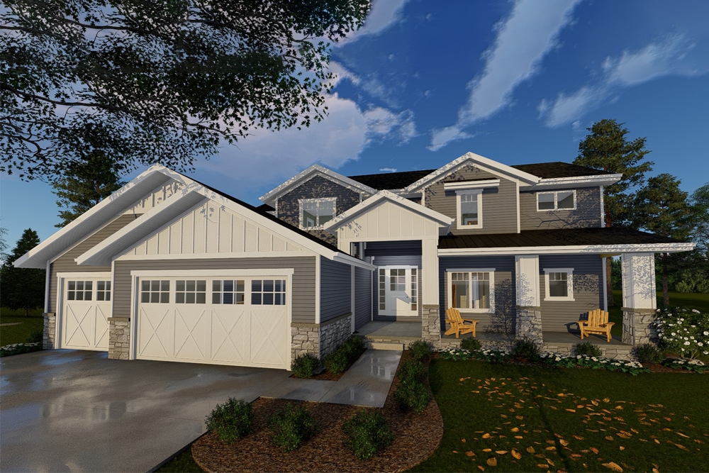 4-Bedroom, 3042 Sq Ft Craftsman Home Plan - 100-1329 - Main Exterior