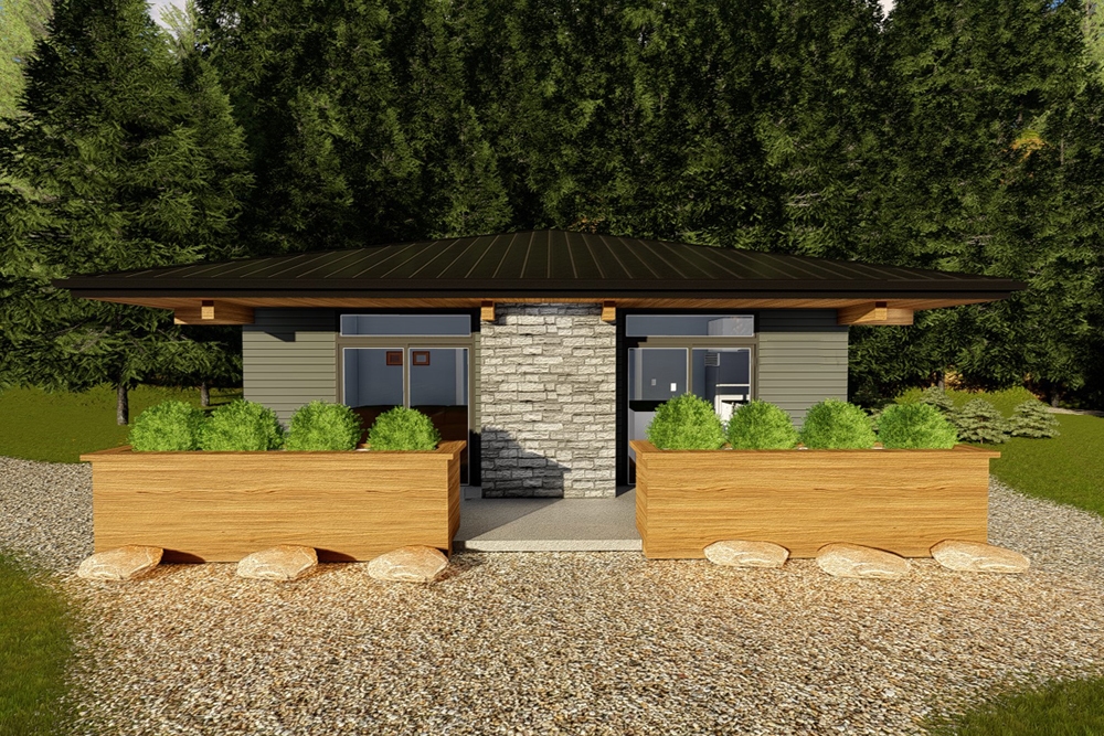 2-Bedroom, 676 Sq Ft Contemporary Home Plan - 100-1346 - Main Exterior