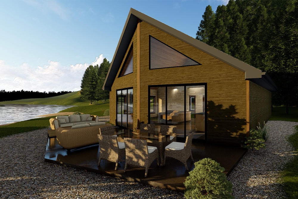 2-Bedroom, 1050 Sq Ft Modern House Plan - 100-1352 - Front Exterior