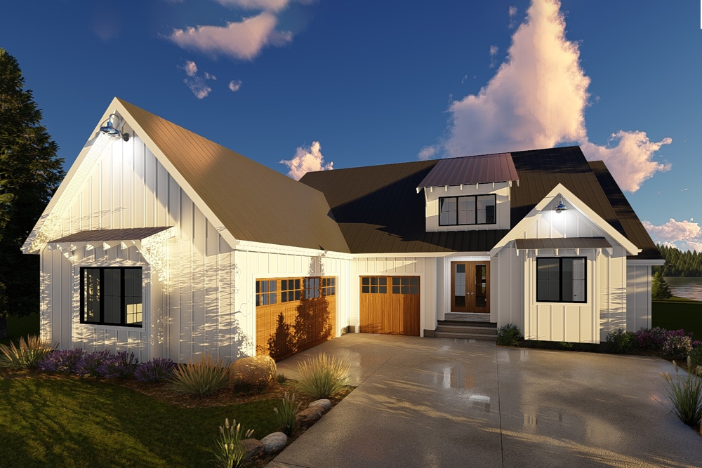 2-Bedroom, 1900 Sq Ft Farmhouse Home Plan - 100-1357 - Main Exterior