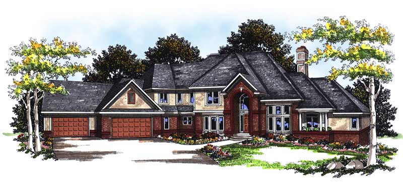 4-Bedroom, 5574 Sq Ft European Home Plan - 101-1128 - Main Exterior