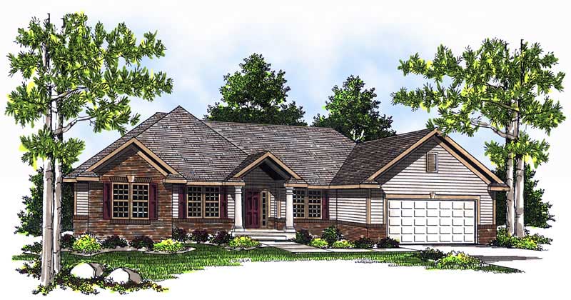 4-Bedroom, 1923 Sq Ft Ranch House Plan - 101-1197 - Front Exterior