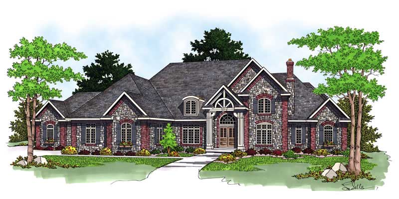 4-Bedroom, 5752 Sq Ft European House Plan - 101-1228 - Front Exterior