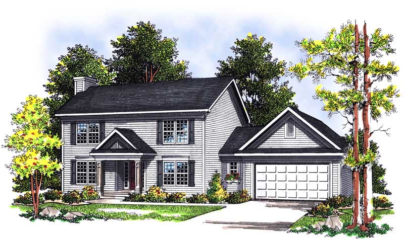 3-Bedroom, 1553 Sq Ft Colonial House Plan - 101-1258 - Front Exterior