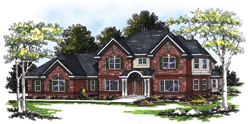 4-Bedroom, 3470 Sq Ft European House Plan - 101-1298 - Front Exterior