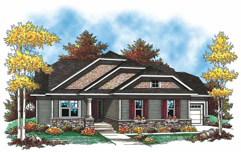 2-Bedroom, 1416 Sq Ft Craftsman Home Plan - 101-1317 - Main Exterior