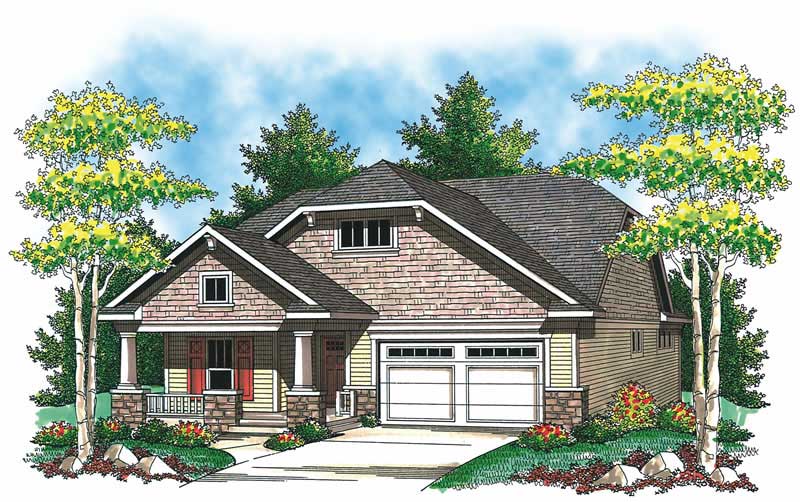2-Bedroom, 1372 Sq Ft Craftsman House Plan - 101-1319 - Front Exterior