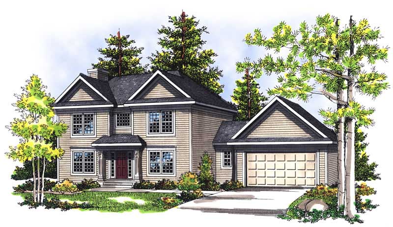 3-Bedroom, 1966 Sq Ft Colonial Home Plan - 101-1324 - Main Exterior