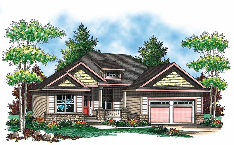 3-Bedroom, 1509 Sq Ft Craftsman House Plan - 101-1326 - Front Exterior