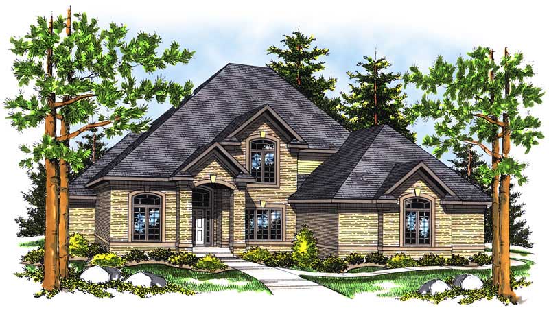 4-Bedroom, 3068 Sq Ft European House Plan - 101-1339 - Front Exterior