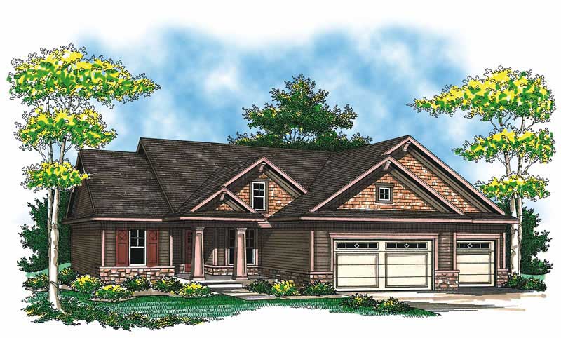 2-Bedroom, 1426 Sq Ft Craftsman Home Plan - 101-1343 - Main Exterior