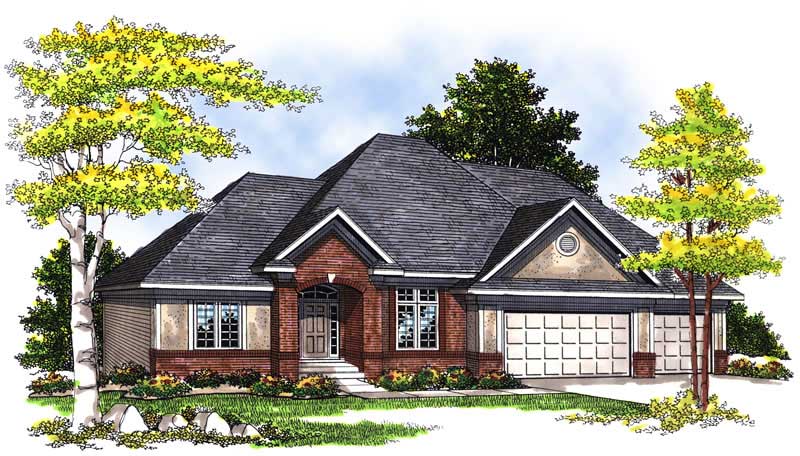 4-Bedroom, 3234 Sq Ft Ranch Home Plan - 101-1370 - Main Exterior