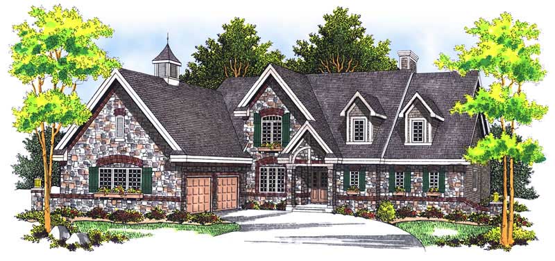 4-Bedroom, 3716 Sq Ft European House Plan - 101-1378 - Front Exterior