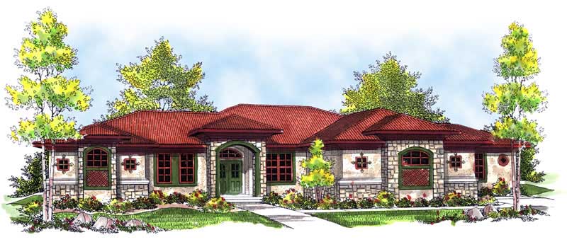 3-Bedroom, 2839 Sq Ft Mediterranean House Plan - 101-1407 - Front Exterior