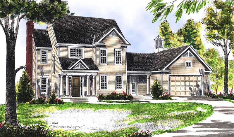 3-Bedroom, 1748 Sq Ft Colonial Home Plan - 101-1411 - Main Exterior