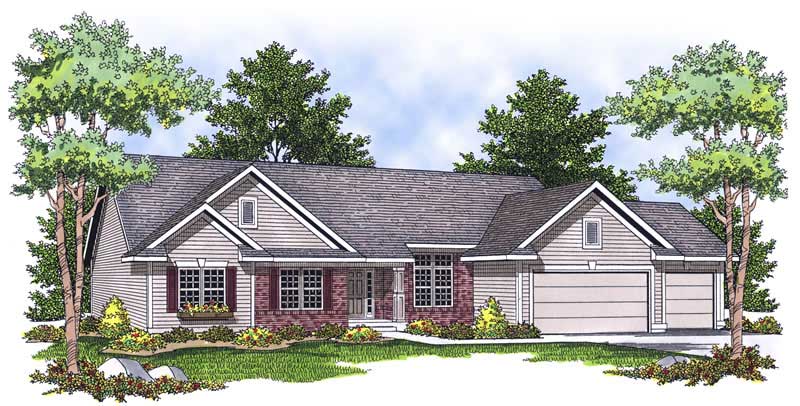 3-Bedroom, 1852 Sq Ft Ranch Home Plan - 101-1434 - Main Exterior