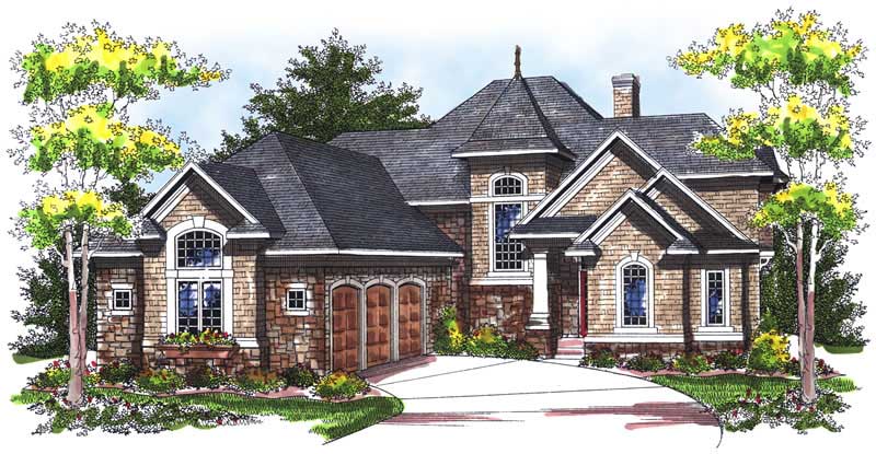 4-Bedroom, 3206 Sq Ft European Home Plan - 101-1448 - Main Exterior