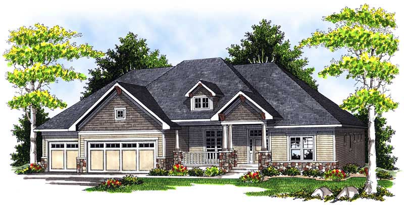 5-Bedroom, 4381 Sq Ft Ranch Home Plan - 101-1482 - Main Exterior