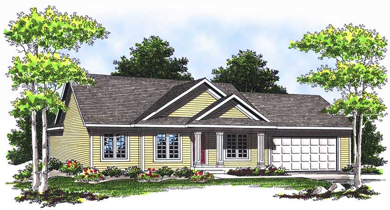 3-Bedroom, 1206 Sq Ft Ranch Home Plan - 101-1562 - Main Exterior