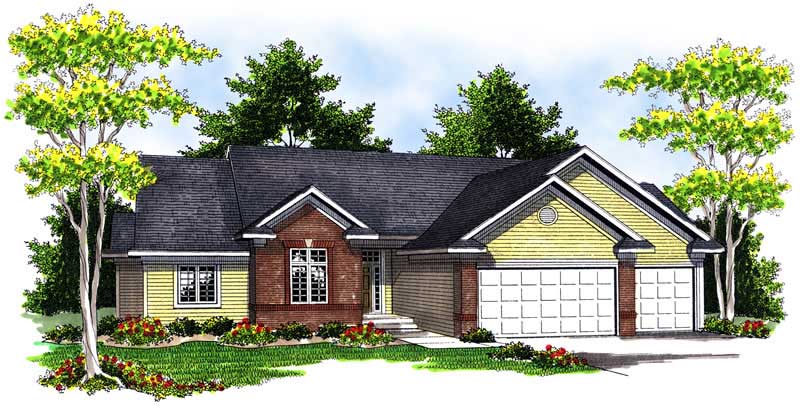 3-Bedroom, 1954 Sq Ft Ranch House Plan - 101-1565 - Front Exterior