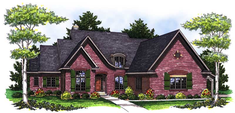 4-Bedroom, 3251 Sq Ft European House Plan - 101-1584 - Front Exterior