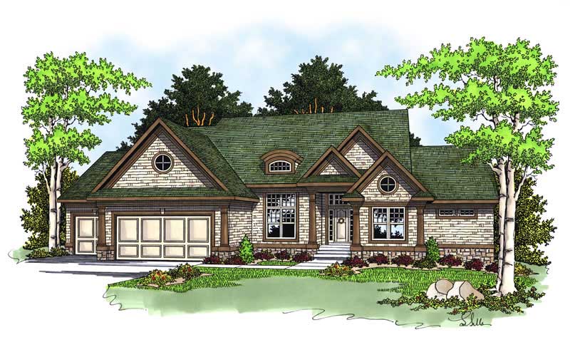 4-Bedroom, 3668 Sq Ft Ranch Home Plan - 101-1648 - Main Exterior