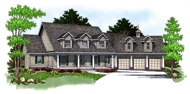 4-Bedroom, 3730 Sq Ft Country Home Plan - 101-1650 - Main Exterior