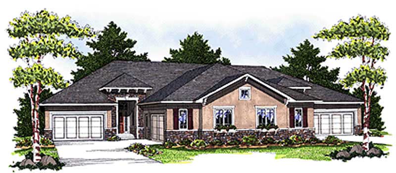 4-Bedroom, 6624 Sq Ft Multi-Unit Home Plan - 101-1724 - Main Exterior