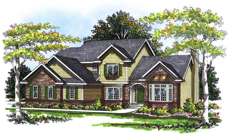 4-Bedroom, 2416 Sq Ft European House Plan - 101-1787 - Front Exterior