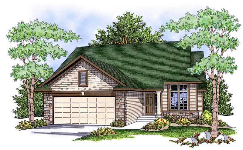 2-Bedroom, 1334 Sq Ft Ranch Home Plan - 101-1842 - Main Exterior