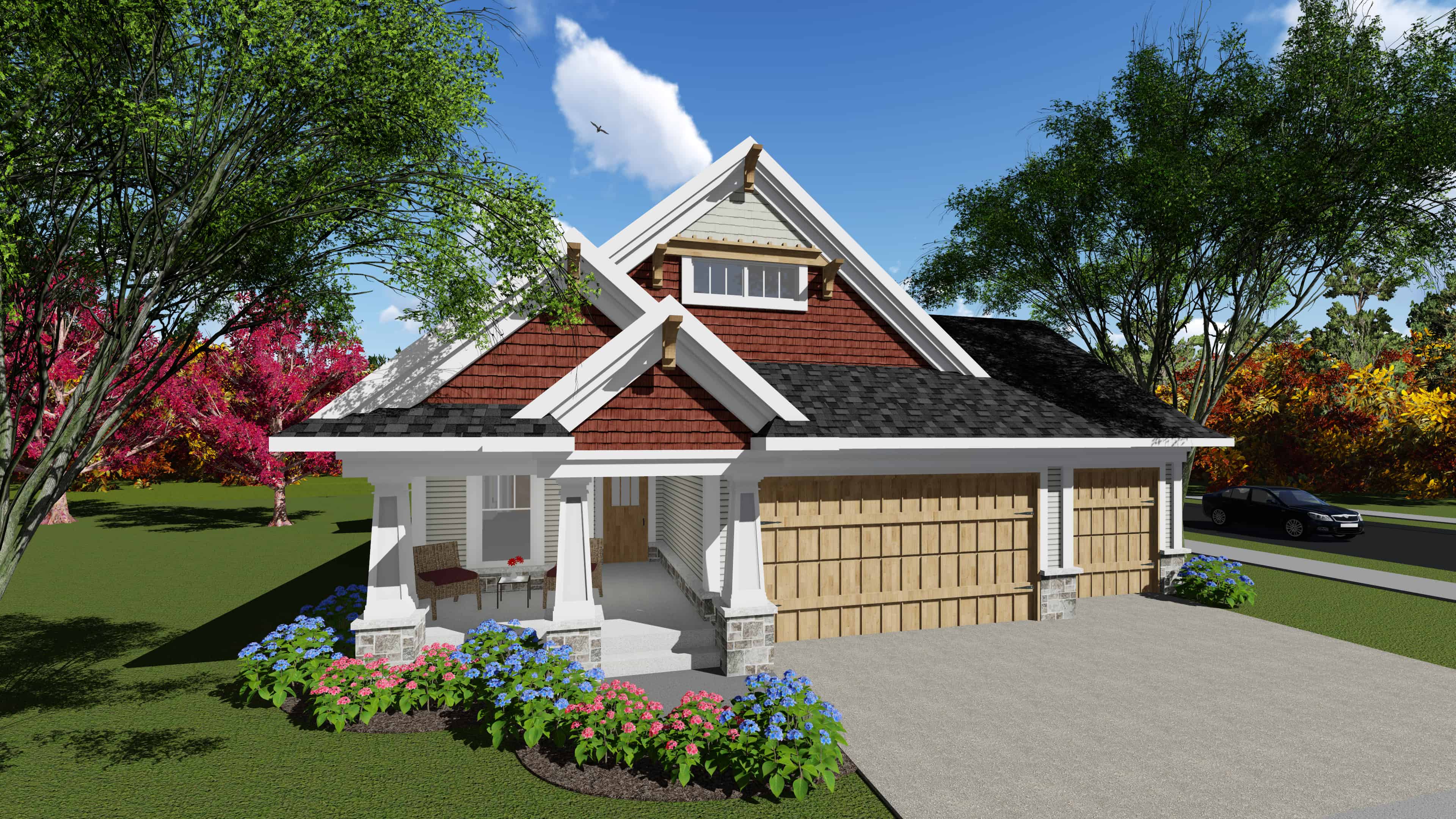 2-Bedroom, 1364 Sq Ft Ranch Home Plan - 101-1901 - Main Exterior