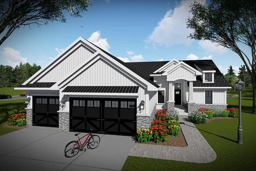 Farmhouse Home Plan - 5 Bedrms, 3 Baths - 3066 Sq Ft - #101-2042