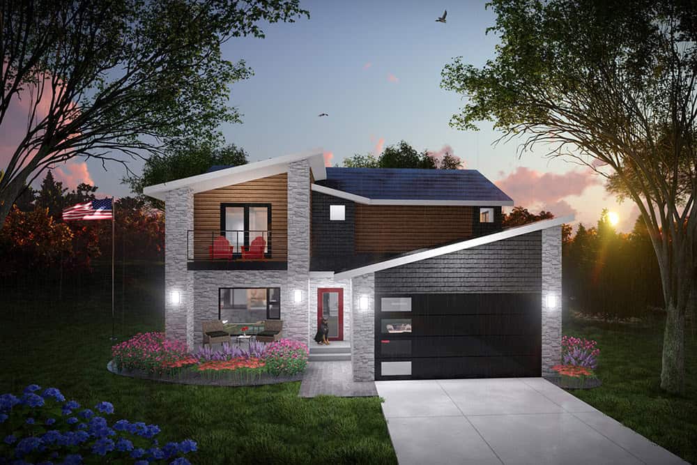 Modern House Plan - 3 Bedrms, 2.5 Baths - 1634 Sq Ft - #101-2044